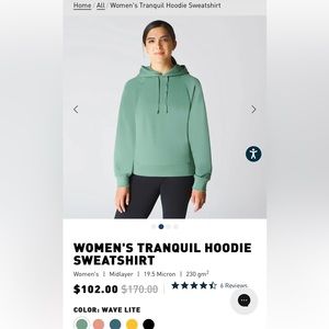 Ibex Tranquil Hoodie Sweatshirt in Wave Lite